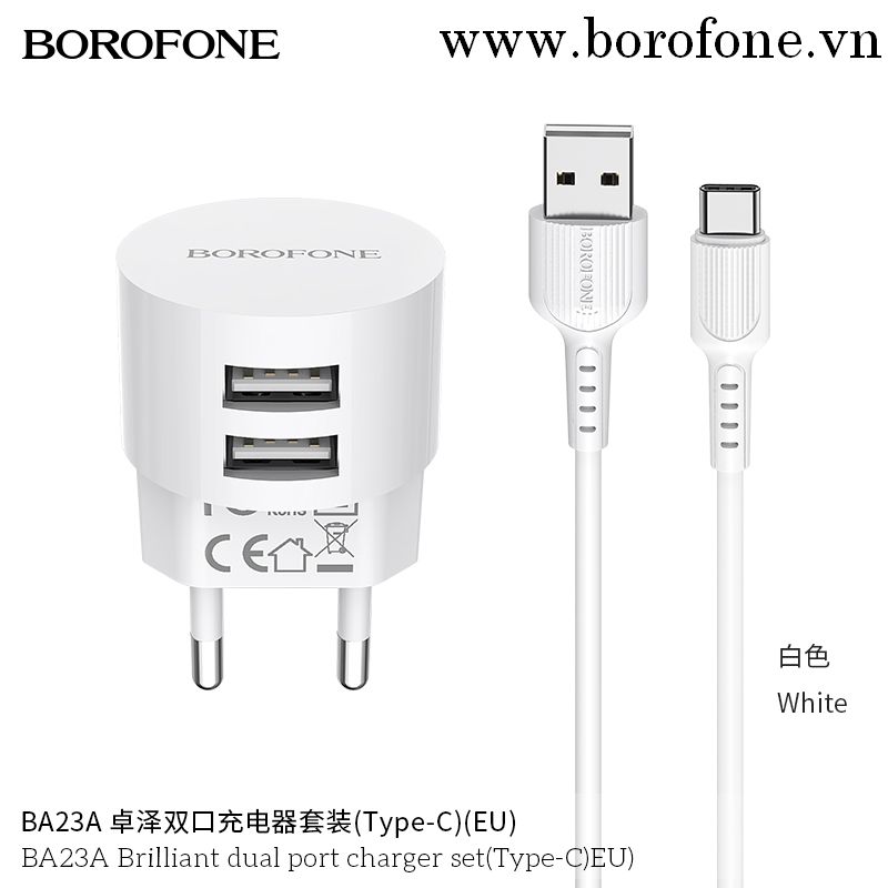 Bộ Cóc Cáp Sạc BOROFONE BA23A  - Cổng Type C