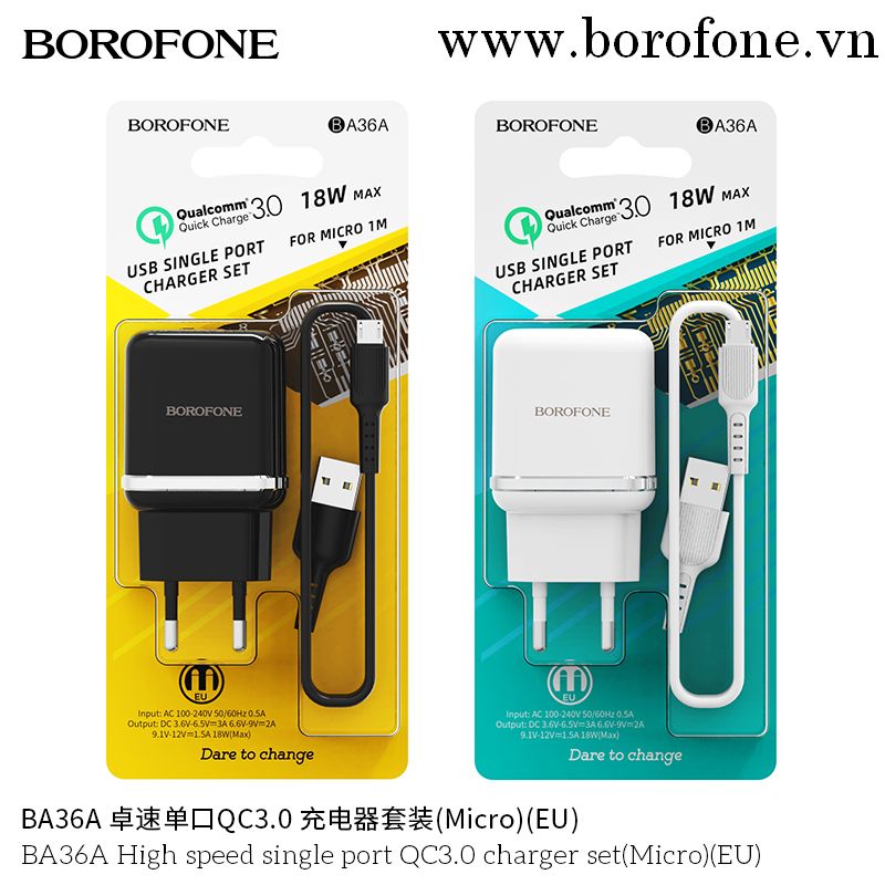 Bộ sạc Borofone BA36A Micro 18W