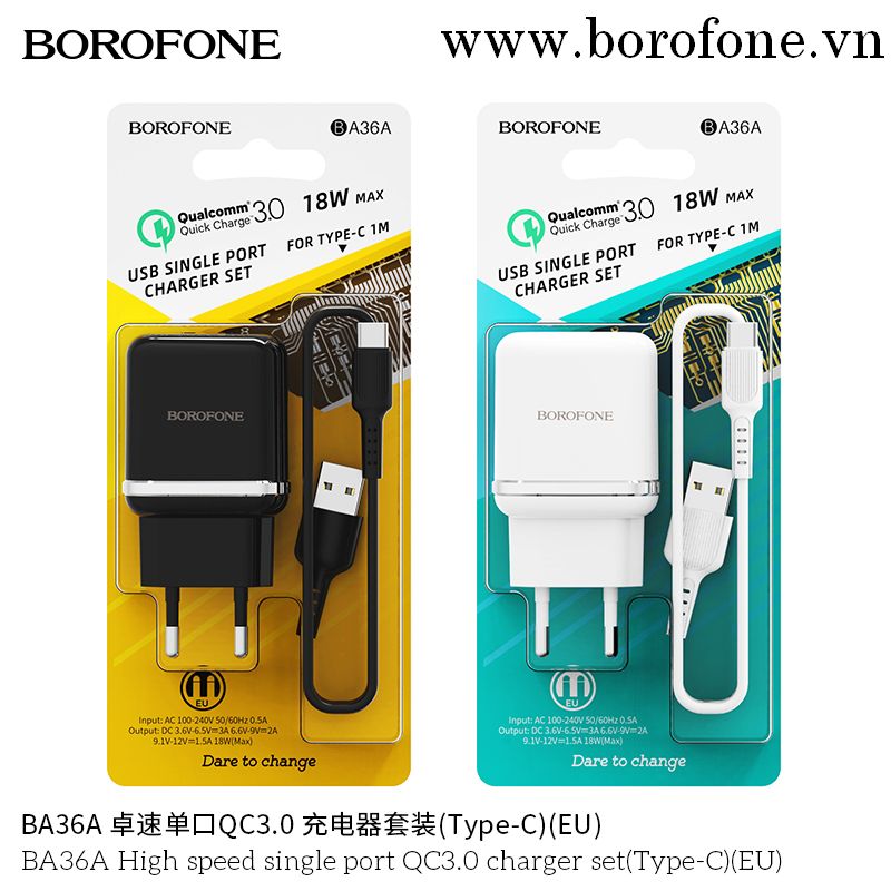 Bộ sạc Borofone BA36A TypeC 18W