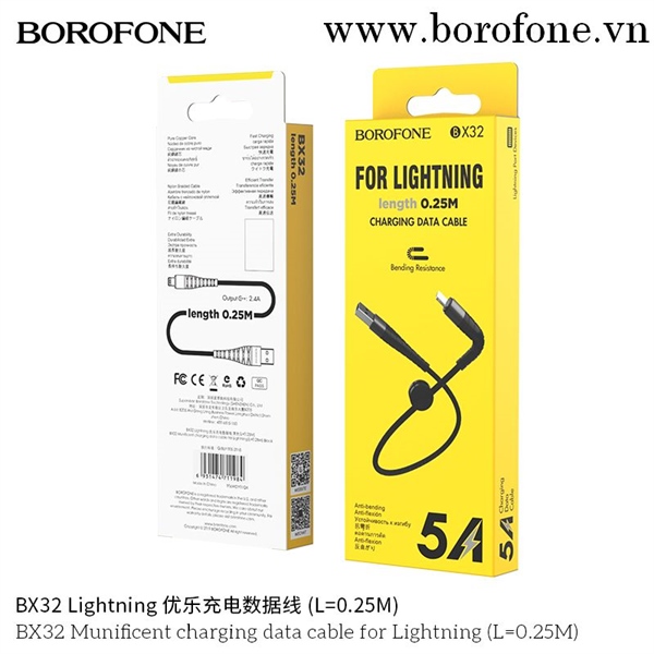 Cáp BX32 Lightning Màu Đen (0.25M)