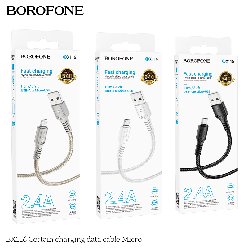 Cáp dữ liệu sạc Borofone BX116 Micro