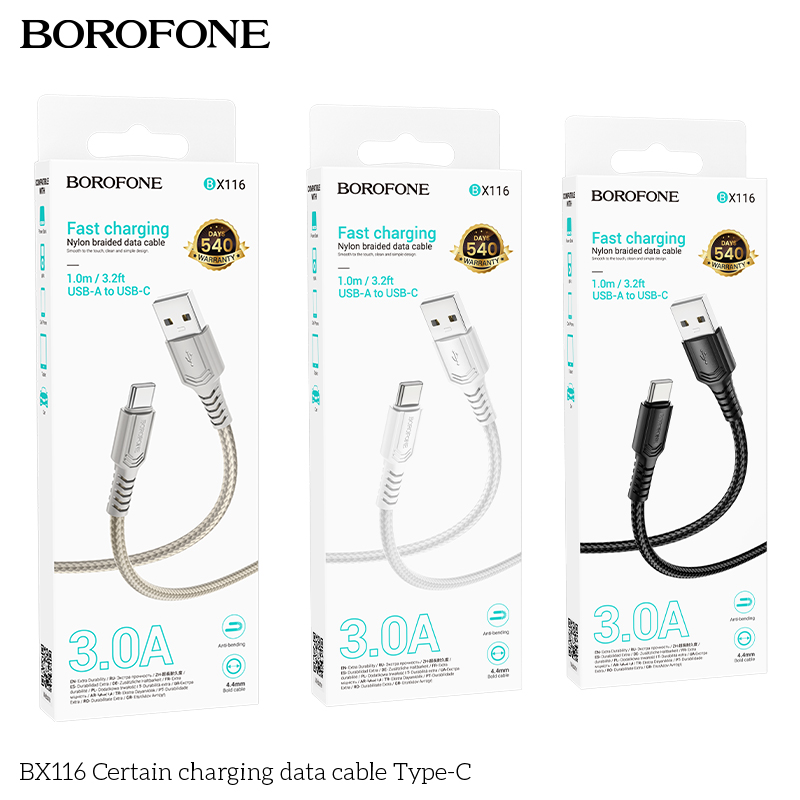 Cáp dữ liệu sạc Borofone BX116 Type C