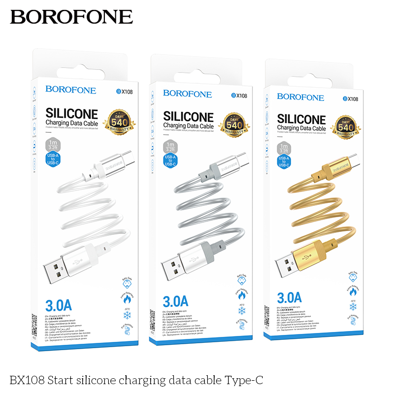 Cáp dữ liệu sạc silicon BX108 Type-C