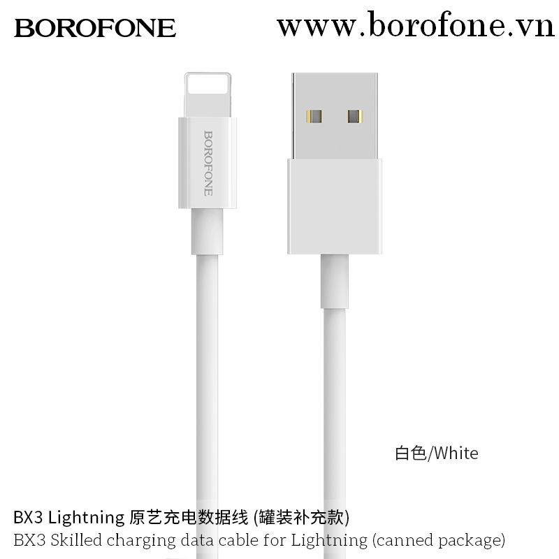 Cáp Sạc Truyền Dữ Liệu BOROFONE BX3,, 1m Cổng Lightning