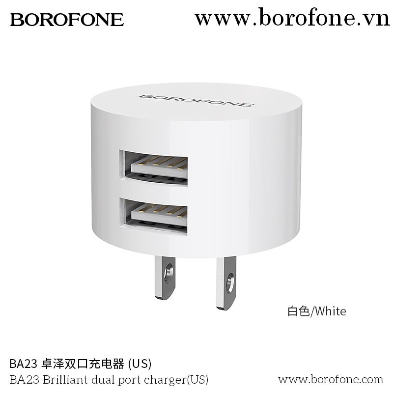 Cóc Sạc BA23 - 2 Cổng USB