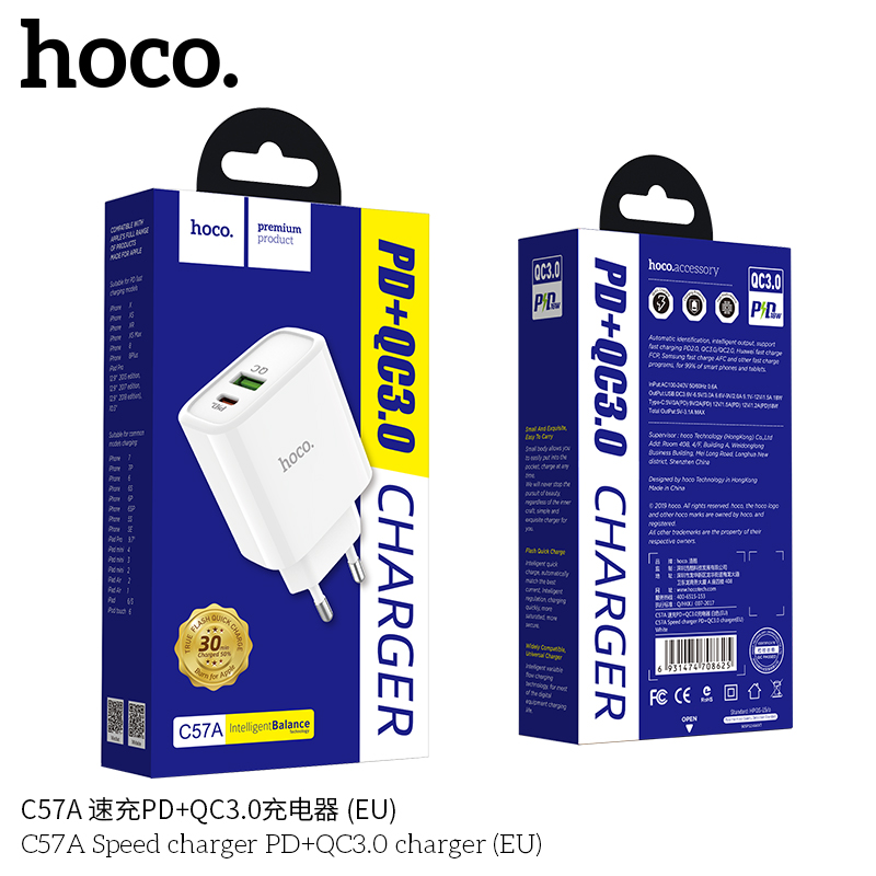 CÓC SẠC HOCO C57A (PD + QC3.0)