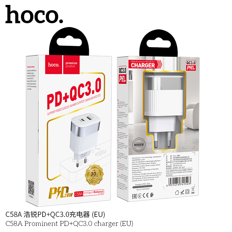 CÓC SẠC HOCO C58A (PD20W + QC3.0)
