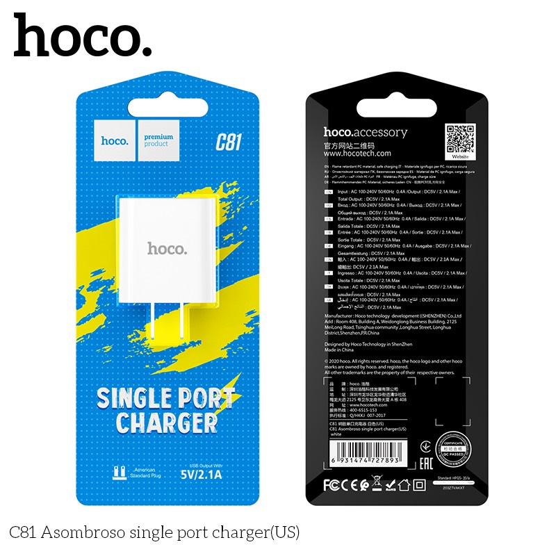 CÓC SẠC HOCO C81 2.1A