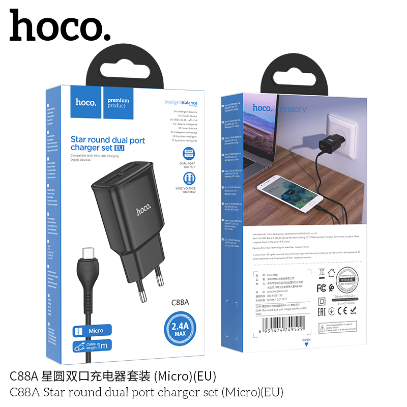 BỘ CÓC KÈM SẠC HOCO C88A MICRO