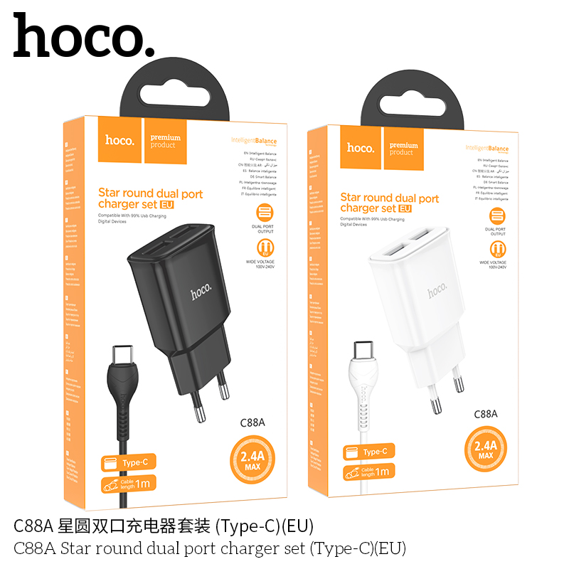 BỘ CÓC KÈM SẠC HOCO C88A TYPE C