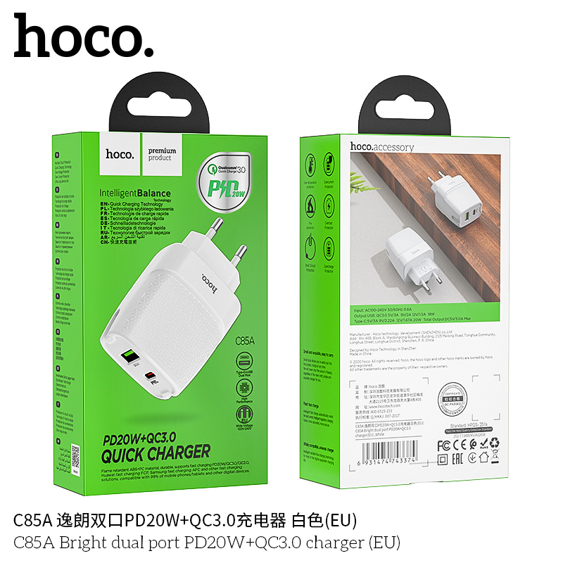 CÓC SẠC HOCO PD20W + QC 3.0 C85A