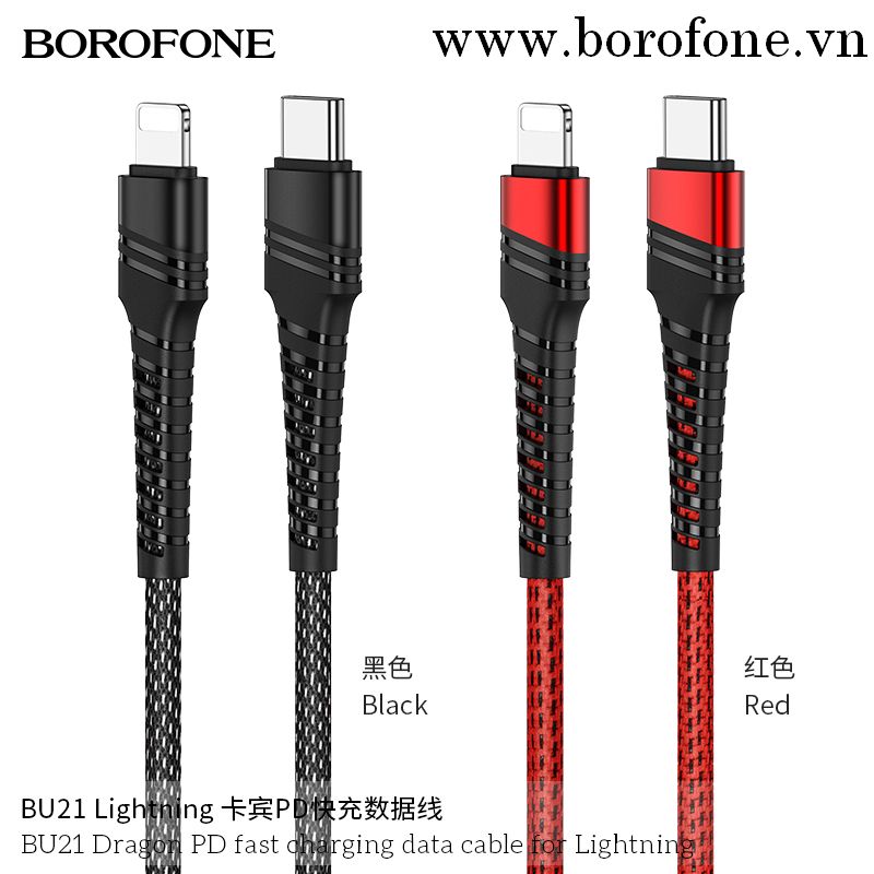 Dây cáp sạc nhanh truyền dữ liệu BU21 Borofone cổng Lightning