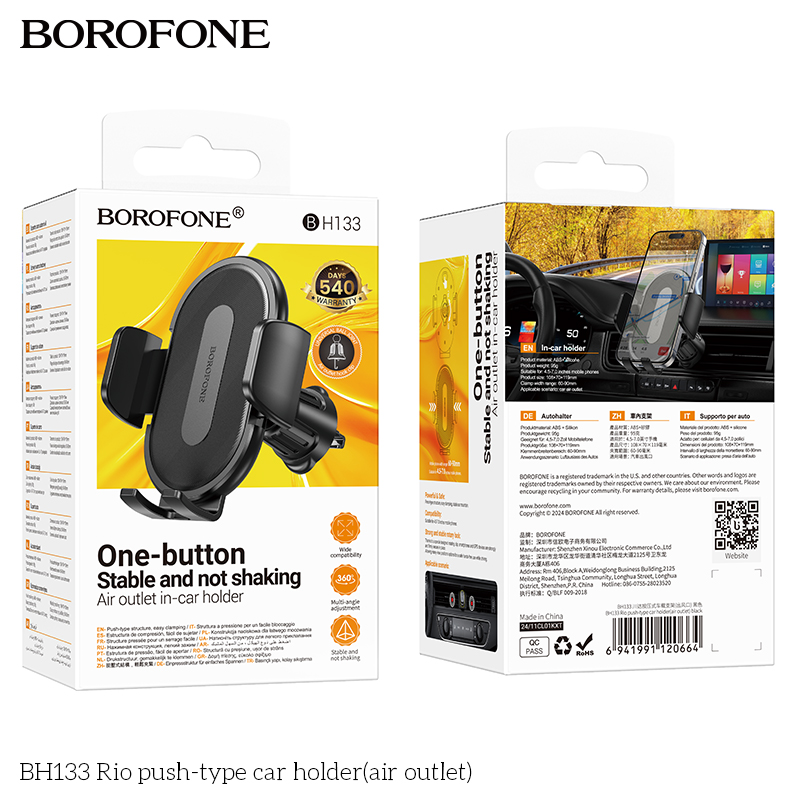 Giá đỡ đt ô tô dạng đẩy Borofone BH133