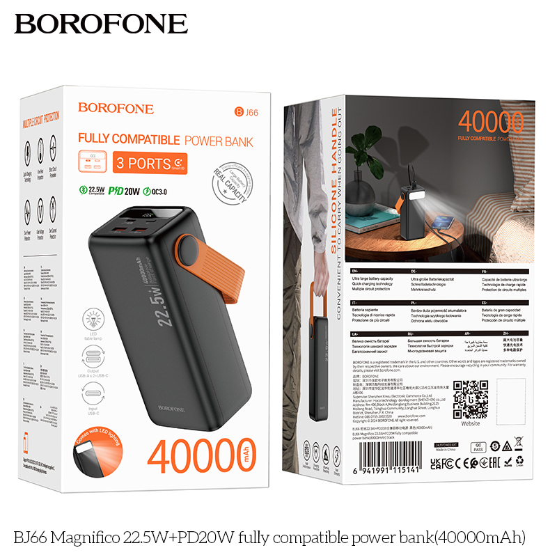 Pin dự phòng BJ66 Magnifico 22.5W+PD20W tương thích hoàn toàn (40000mAh)