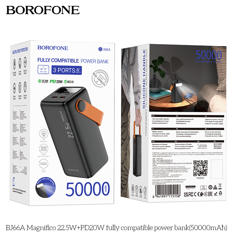 Pin dự phòng BJ66A Magnifico 22.5W+PD20W tương thích hoàn toàn (50000mAh)