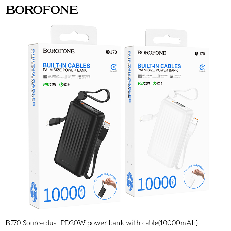 Pin dự phòng BJ70 Source dual PD20W power bank kèm cáp (10000mAh)