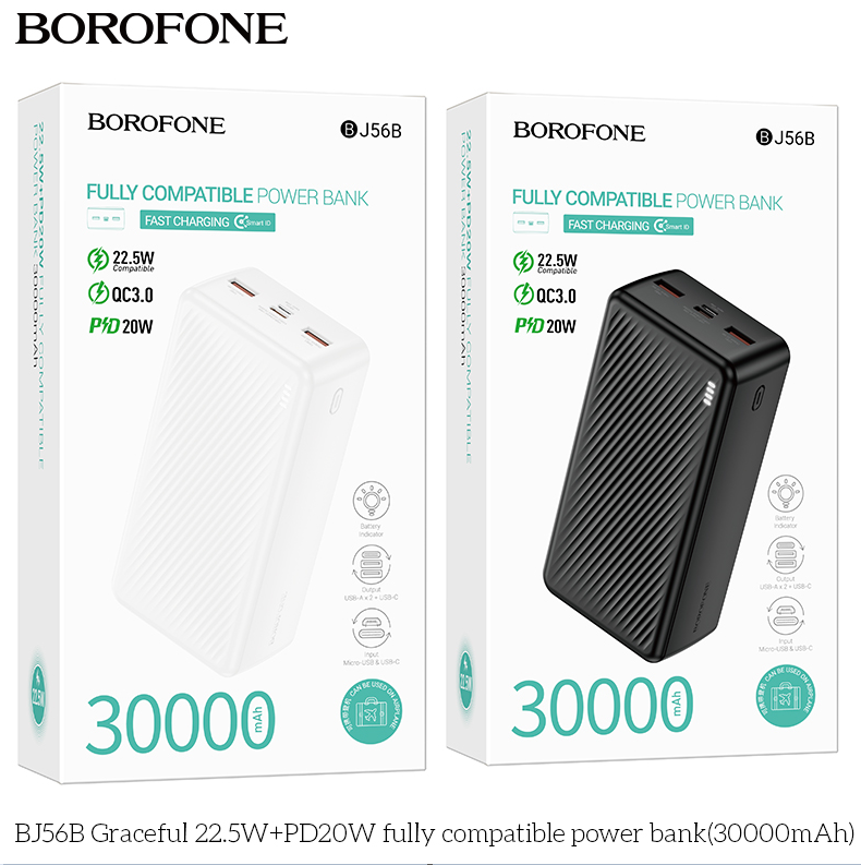 Sạc dự phòng tương thích hoàn toàn BJ56B Graceful 22,5W+PD20W (30000mAh)