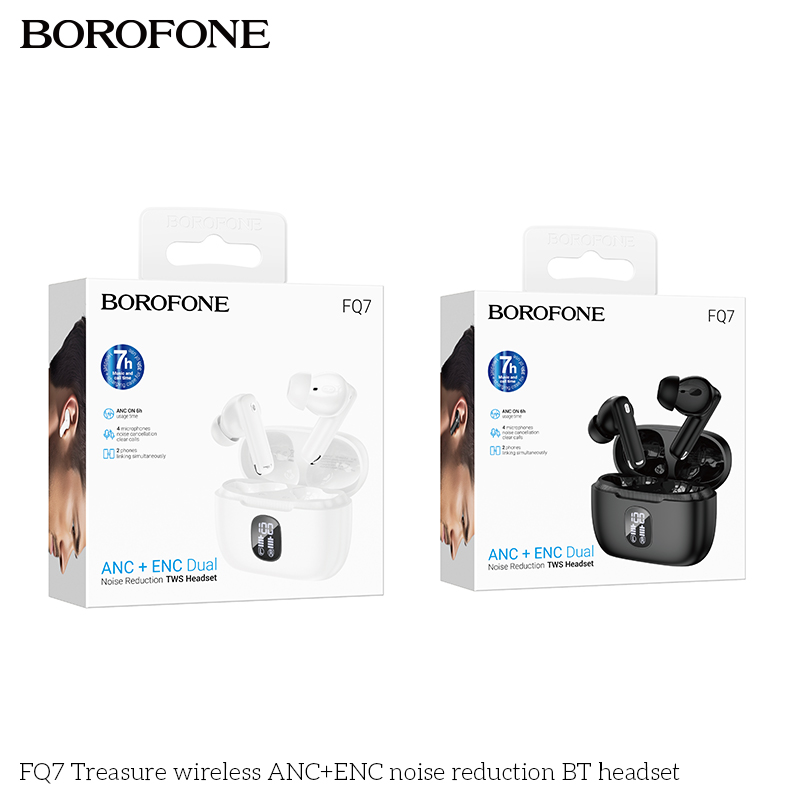 Tai nghe Bluetooth giảm tiếng ồn ANC+ENC không dây Treasure Borofone FQ7