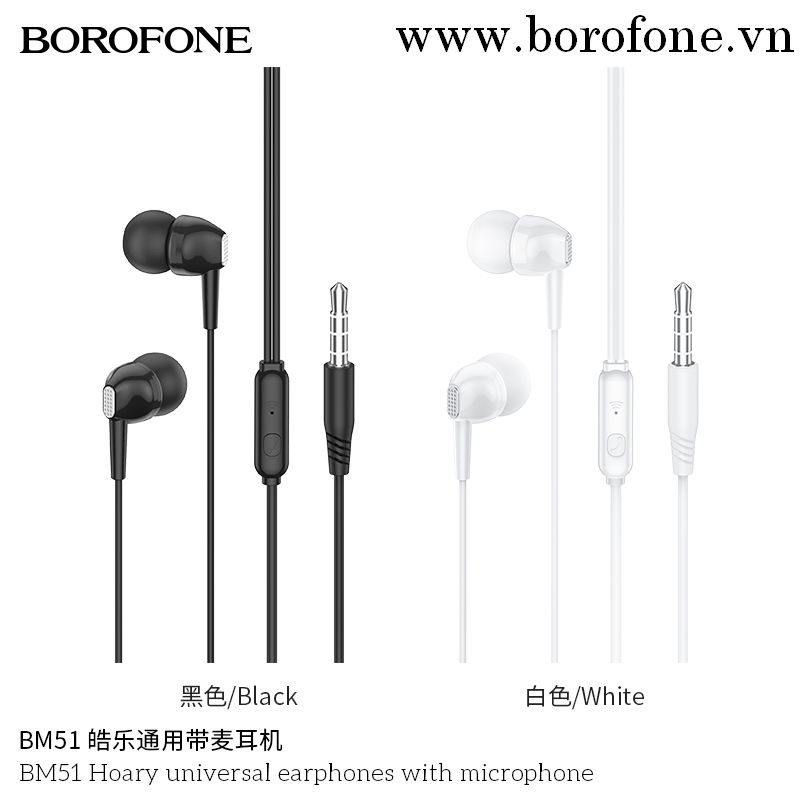 Tai nghe nhét tai có dây BM51 Borofone kèm mic