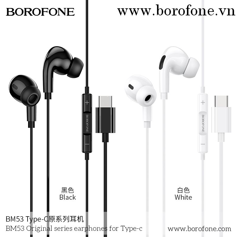 Tai nghe nhét tai có dây BM53 Type-C Borofone kèm mic